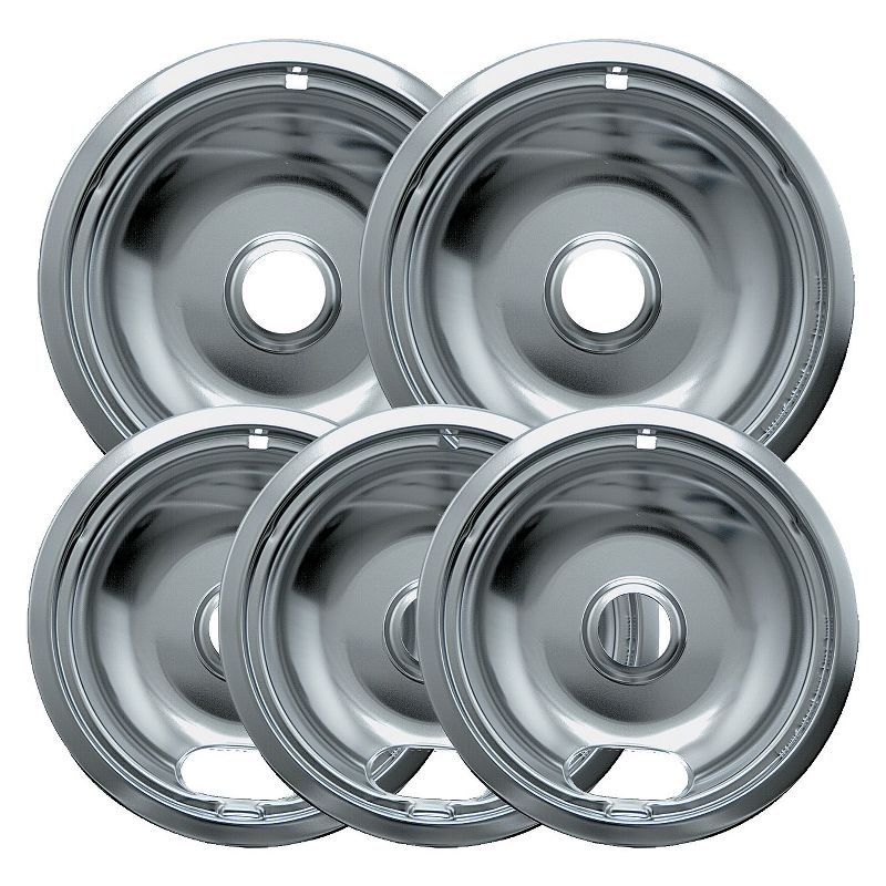 Range Kleen 5pc Style &#34;A&#34; Drip Pans - Chrome, 1 of 5