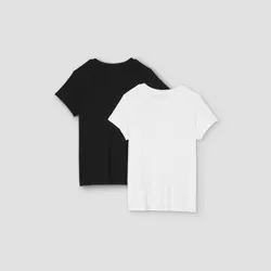 Women's Plus Size Short Sleeve Ribbed 2pk Bundle T-Shirt - A New Day™ Black/White 4X