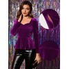 INSPIRE CHIC Women's Elegant Sweetheart Neck Long Sleeve Velvet Peplum Top - 2 of 4