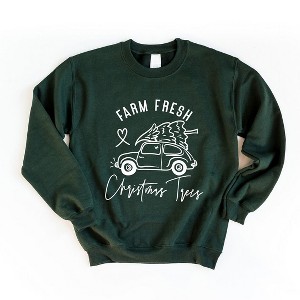Simply Sage Market Women's Graphic Sweatshirt Farm Fresh Christmas Trees Car - 1 of 4