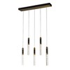 ALOADECOR Modern 5-Light Seeded Bubble Glass Cluster Integrated LED Staircase Chandelier Dimmable Pendant Light In Matte Black - 4 of 4