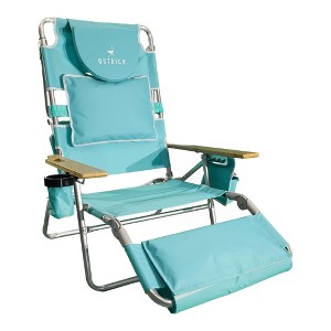 Ostrich Deluxe 3N1 Lightweight Lawn Beach Reclining Lounge Chair with Footrest, Outdoor Furniture for Patio, Balcony, Backyard, or Porch, Aqua - 1 of 4