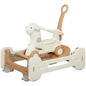 5 in 1 Kids Rocking Horse with Detachable Base, Safety Guardrails, Footrests, Push Handle for Ages 1-6 - 1 of 4