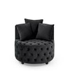 GDFStudio Eudora Button Tufted Velvet Upholstered Swivel Chair with Movable Wheels and 3 Pillows - 2 of 4