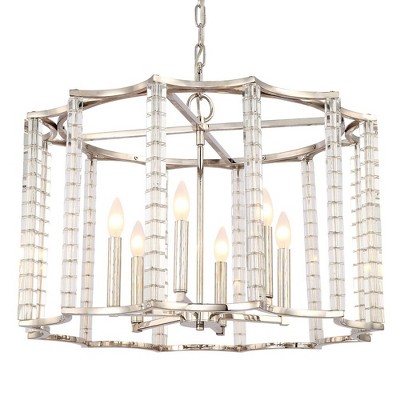 Elegant Carson Polished Nickel 6-Light Crystal Chandelier