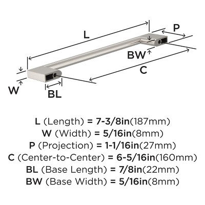 Satin Nickel 6-5/16 Inch Cabinet Pulls, 10 Pack