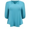 GRACE & GRANDEUR Women's Plus Size Smocked Notch V Neck 3/4 Sleeve Dressy Casual Blouses - 4 of 4
