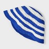 Girls' Striped Bucket Hat - Cat & Jack™ Blue/White - 2 of 3