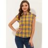 INSPIRE CHIC Women's Summer Plaid Short Sleeves Button Down Shirt - 2 of 4