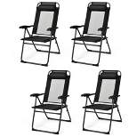 Costway 4PC Folding Chairs Adjustable Reclining Chairs with Headrest Patio Garden Black/Grey