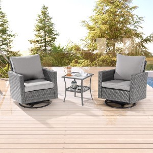 Sonkuki 3-Piece Patio Chair Set Swivel Rocking Chair Set Side Table Suiting Backyard, Poolside and Patio - 1 of 4