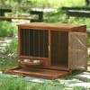 Whisen Foldable Wood Dog Crate Kennel Side Table with 360° Rotating Feeder, Removable Tray - Walnut - 3 of 4