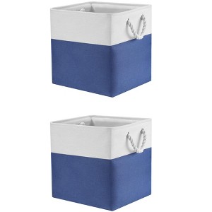 REGALWOVEN Closet Square Fabric Collapsible Storage Cube Bin with Handle 2 Pcs - 1 of 4