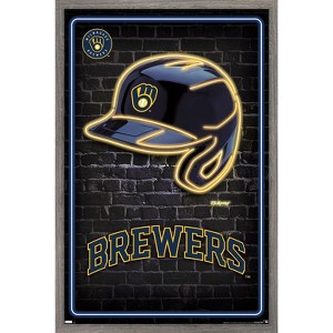 Trends International MLB Milwaukee Brewers - Neon Helmet 23 Framed Wall Poster Prints - 1 of 4
