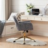 Artificial Rabbit Fur Home Office Chair, Adjustable Swivel Desk Chair with Gold Metal Base and Wheels – The Pop Home - 3 of 4