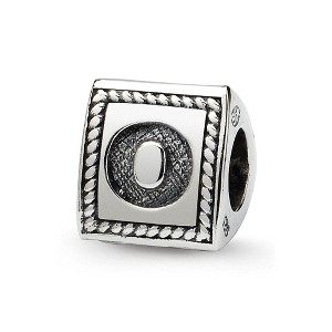 Black Bow Jewelry Triangle Block, Letter O Sterling Silver Bead Charm - 1 of 3