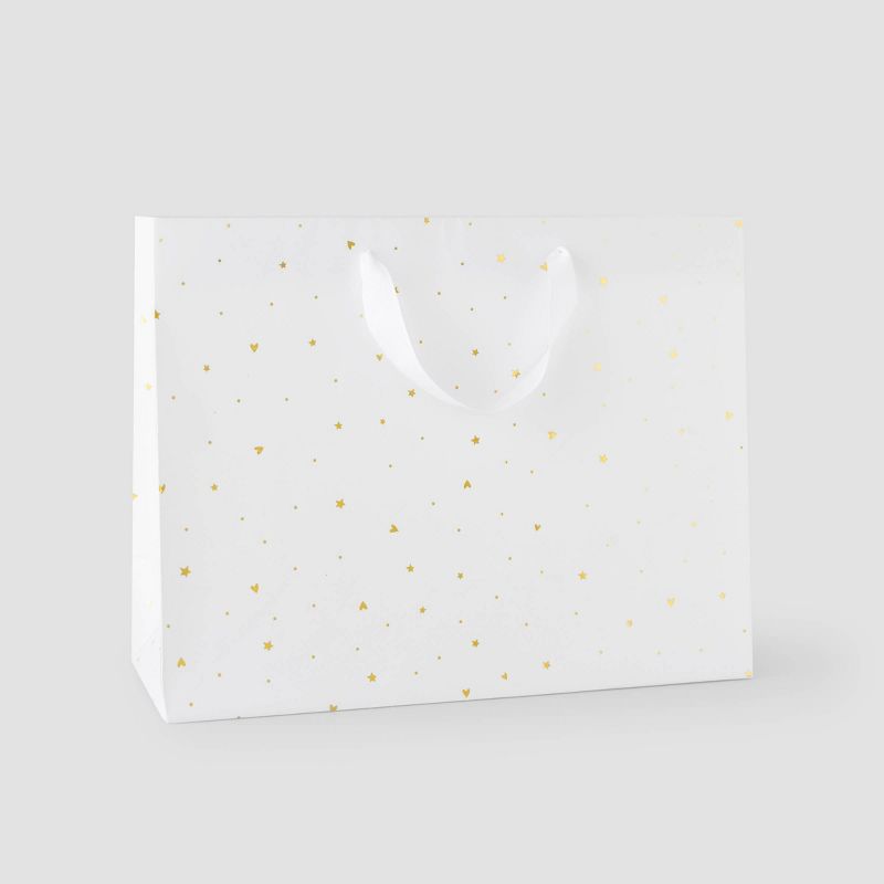 Foil Heart Pattern Medium Gift Bag White/Gold - Sugar Paper&#8482; + Target, 1 of 5
