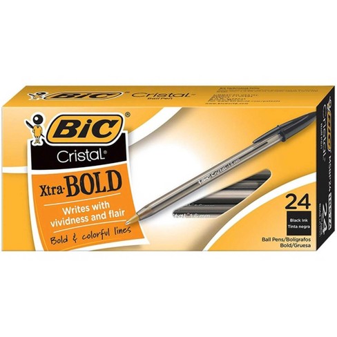 Bic Cristal Bold Non-refillable Ball Point Pen, 1.6 Mm Medium Tip, Black,  Pack Of 24 : Target