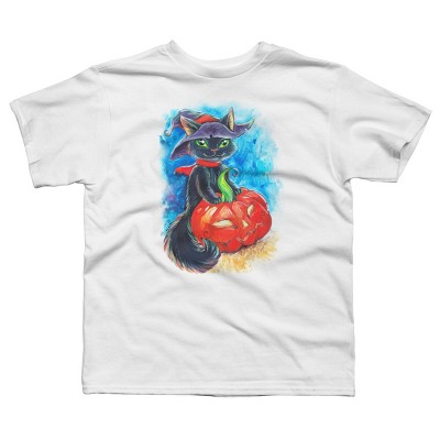 Boy's Design By Humans halloween. the witch cat By POLINART T-Shirt