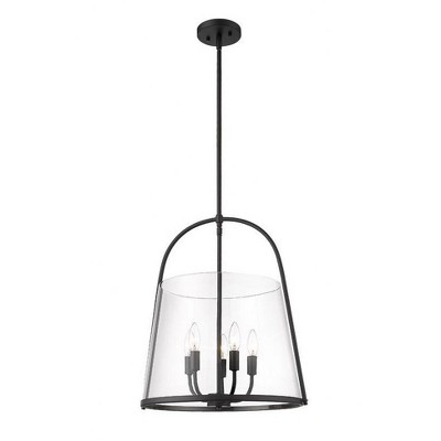 Matte Black Steel and Glass 5-Light Pendant