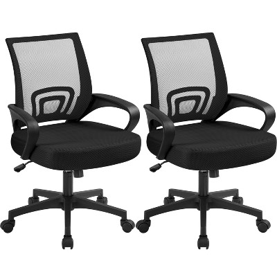 Yaheetech Mid-back Mesh Office Chair, Pack of 2, Black