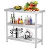 3-Tier Metal Prep Table with 2 Undershelf & Gloves, Commercial Kitchen Utility Workstation for Restaurant, Hotel, Laundry - 2 of 4