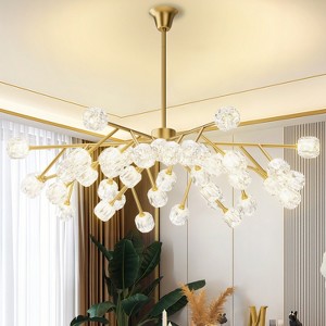 BAOURE Modern Sputnik Chandelier 18 Light, 47 in Mid Century Gold Ceiling Light Fixture with Crystal Globe Shade for Dining Room Kitchen Living Room - 1 of 4