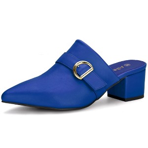 Allegra K Women's Pointed Toe Slip-on Block Heel Mules - 1 of 4