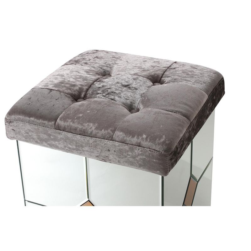 Passion Furniture Decor Brownish Gray Square Velvet Upholstered Ottoman, 4 of 8
