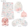 Lambs & Ivy 5 Piece Pink/White Bunny Infant/Newborn Baby Gift Set w/ Swaddle - 2 of 4