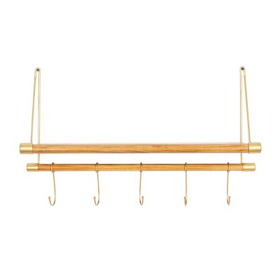 Contemporary Wood Wall Hook Gold - Olivia & May