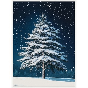 Amanti Art Winter Snowy Pine Tree by Pictufy Studio Canvas Wall Art Print Framed - 1 of 4