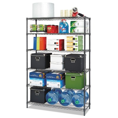 Alera Commercial Wire Shelving Six-Shelf 48w x 18d x 72h Black Anthracite SW664818BA