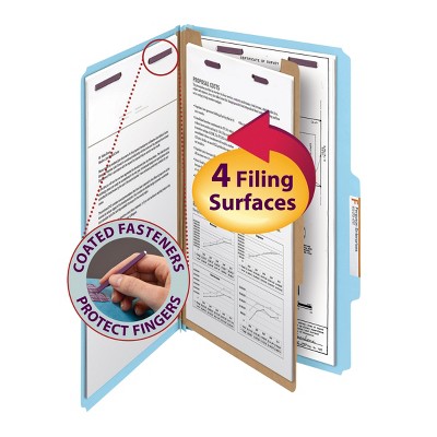 Smead Pressboard Classification File Folder with SafeSHIELD  Fasteners, 1 Divider, 2" Expansion, Legal Size