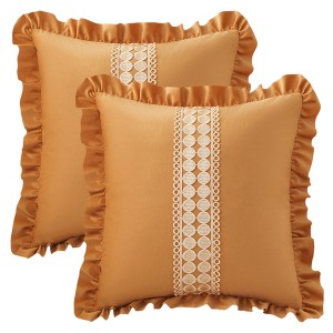 REGALWOVEN Scalloped Wavy Edge Designs Boho Throw Pillow Covers Cushion Cases for Home Decor 18 x 18 Inch 2 Pcs - 1 of 4