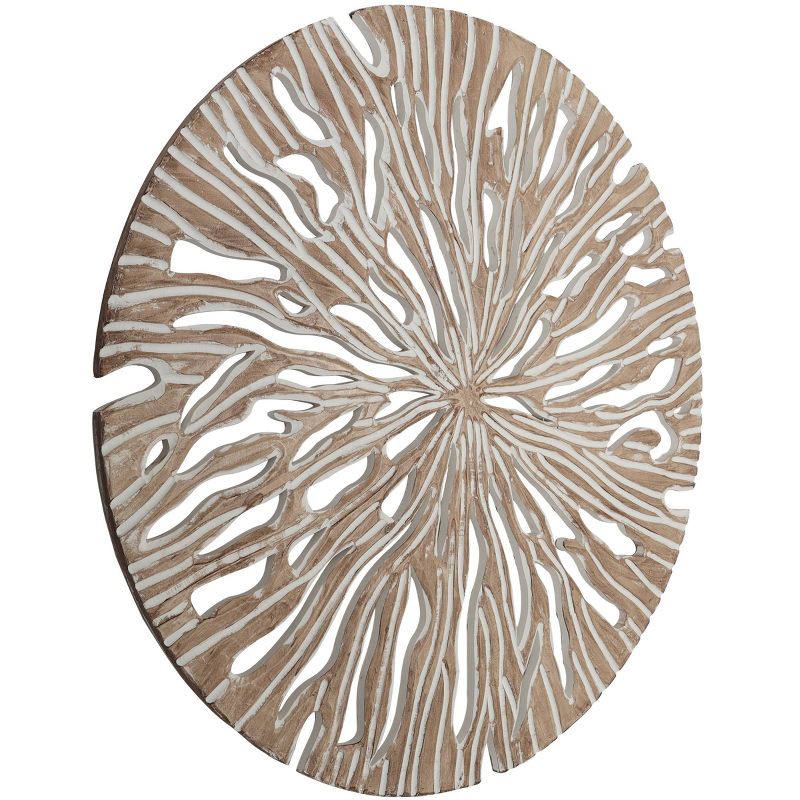 Wood Starburst Handmade Intricately Carved Wall Decor Beige - Olivia & May, 4 of 6
