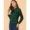 INSPIRE CHIC Women's Tie Neck Satin Long Sleeve Solid Color Blouse - 3 of 4