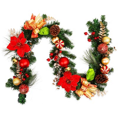 Christmas Norfolk Pine Garland,Realistic Cedar Garland Artificial Pine Cypress Vines,Greenery Garlands for Holiday Xmas Indoor Mantle Decor