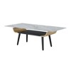 47" Solid Wood Coffee Table with Marble Glass Top, Bent Wood Design, and Dichromatic Storage Shelf for Modern Living Room Spaces - 2 of 4