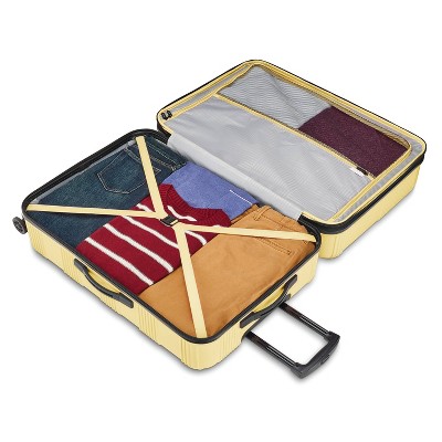 American Tourister NXT Checkered Hardside Carry On Spinner Suitcase - Yellow