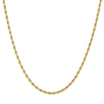 KISPER 18k Gold Hip Hop Rope Chain Necklace – 3mm Gold Plated Stainless Steel Jewelry for Women & Men with Lobster Clasp