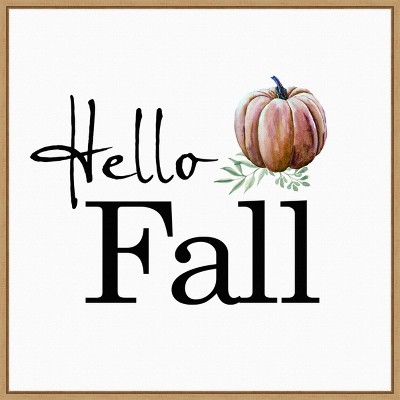 22" x 22" Hello Fall Pumpkin Portfolio Framed Wall Canvas - Amanti Art