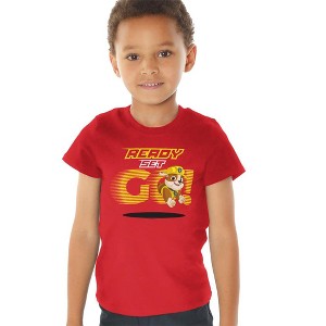 Toddler Boys' Paw Patrol Ready Set Go! Rubble T-Shirt Red - 1 of 4