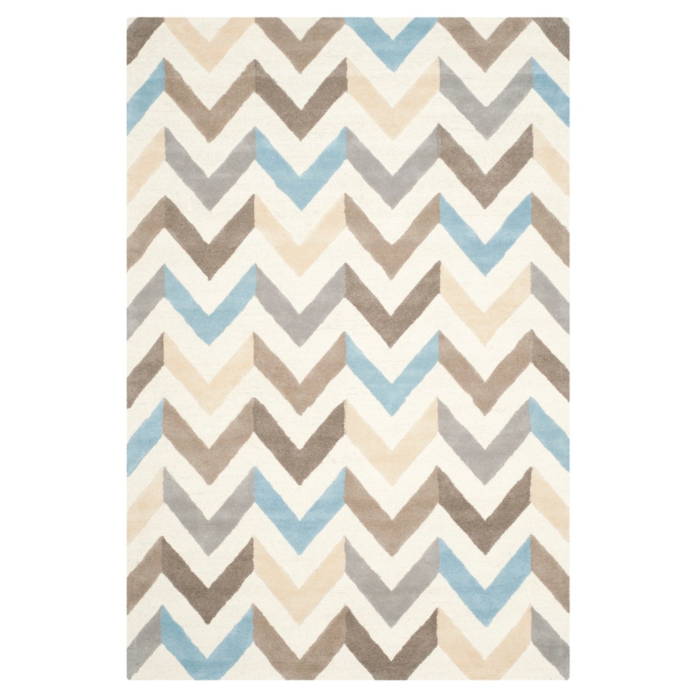 Ivory/Gray Chevron Tufted Area Rug 6'x9' - Safavieh