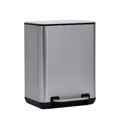SunnyPoint Trash Can with Plastic Inner Bucket 1.58 Gallon Silver (YH-6LTCAN-SN)