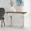Rustic Glam Console Table, Handcrafted Reclaimed Wood Top with Silver Iron Frame for Entryway, Living Room - 2 of 4