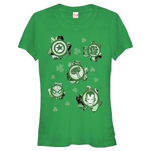 Juniors Womens Marvel St. Patrick's Day Clover Icon T-Shirt - 1 of 3