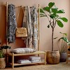 Storied Home Soft Cotton Blend Throw with Diamond Pattern and Fringe, Black and Beige - 3 of 4