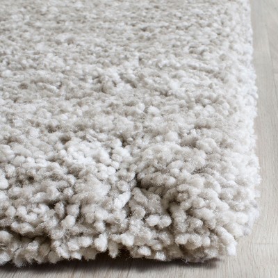 Luxurious Silver Shag 3'x5' Hand-Tufted Rectangular Rug