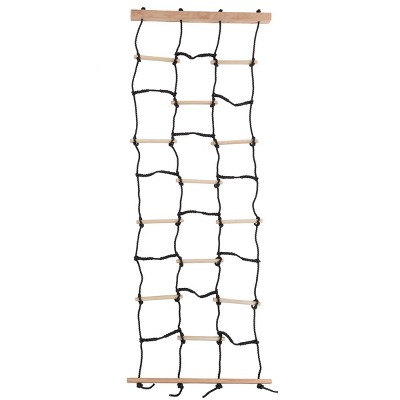 Toy Time Kids' Outdoor Playset Climbing Rope Cargo Ladder Toy - 35" x 90", Wood/Black
